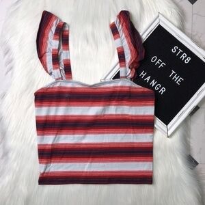 NWOT bp red, white, blue striped blouse size Small